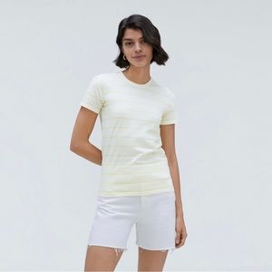 Everlane The Organic Cotton Crew Tee T-Shirt Pastel Yellow White Striped